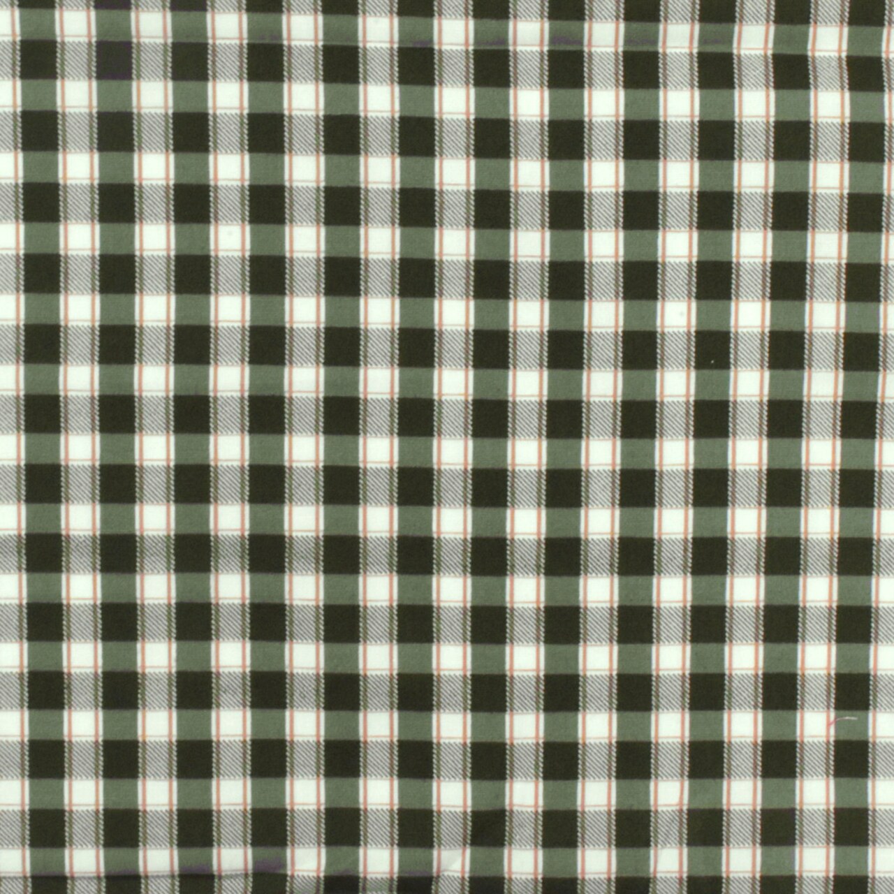 Green-Gray-Multi Plaid Print Stretch Cotton Broadcloth Woven Fabric By the Yard
